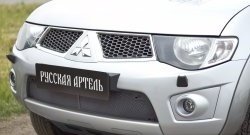 2 499 р. Защитная сетка решетки переднего бампера РА  Mitsubishi Pajero Sport  PB (2008-2013) дорестайлинг  с доставкой в г. Воронеж. Увеличить фотографию 1