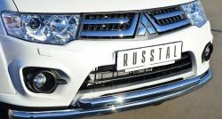 21 999 р. Защита переднего бампера (2 трубыØ63 мм, нержавейка) SLITKOFF Mitsubishi Pajero Sport PB рестайлинг (2013-2017)  с доставкой в г. Воронеж. Увеличить фотографию 2