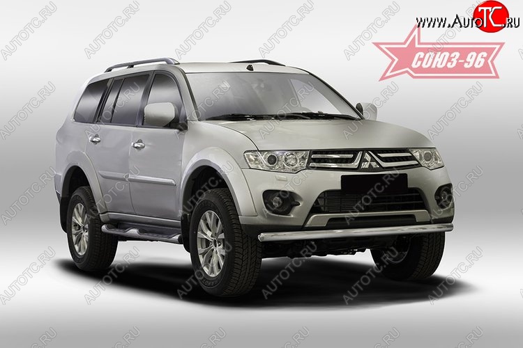 10 394 р. Защита переднего бампера одинарная Souz-96 (d60). Mitsubishi Pajero Sport PB дорестайлинг (2008-2013)  с доставкой в г. Воронеж