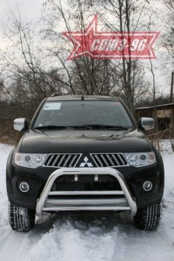 16 964 р. Защита переднего бампера Souz-96 (d76)  Mitsubishi Pajero Sport  PB (2008-2013) дорестайлинг  с доставкой в г. Воронеж. Увеличить фотографию 1