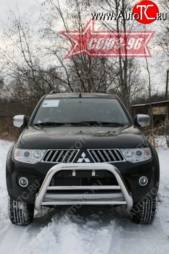 16 964 р. Защита переднего бампера Souz-96 (d76)  Mitsubishi Pajero Sport  PB (2008-2013) дорестайлинг  с доставкой в г. Воронеж