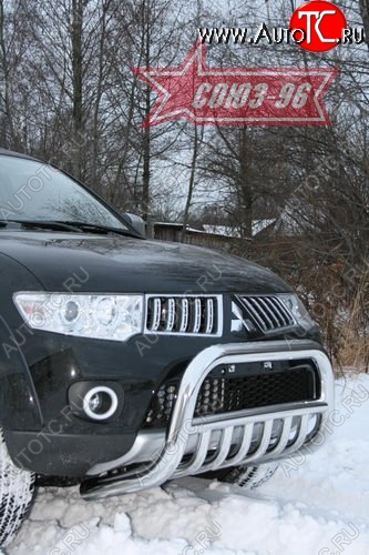 18 314 р. Защита переднего бампера Souz-96 (d76) Mitsubishi Pajero Sport PB дорестайлинг (2008-2013)  с доставкой в г. Воронеж