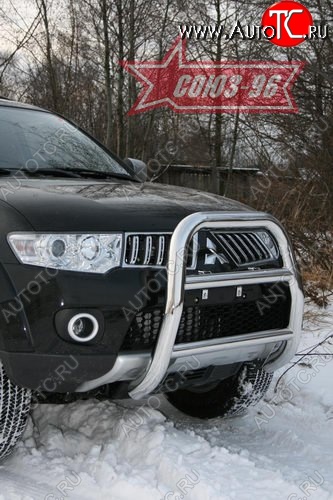 16 739 р. Защита переднего бампера Souz-96 (d76) Mitsubishi Pajero Sport PB дорестайлинг (2008-2013)  с доставкой в г. Воронеж