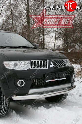 11 564 р. Защита переднего бампера одинарная Souz-96 (d76) Mitsubishi Pajero Sport PB дорестайлинг (2008-2013)  с доставкой в г. Воронеж