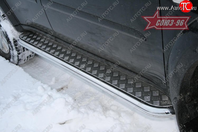 14 534 р. Защита порогов с листом Souz-96 (d60). Mitsubishi Pajero Sport PB дорестайлинг (2008-2013)  с доставкой в г. Воронеж