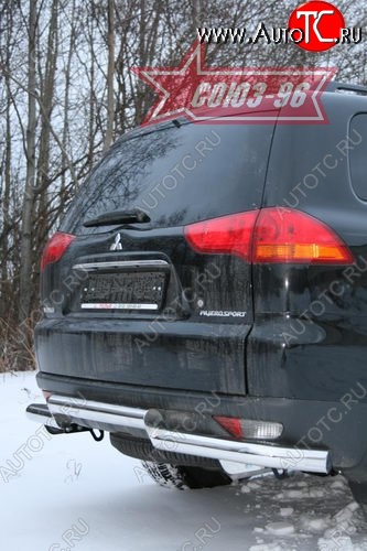 16 469 р. Двойная защита заднего бампера от Souz-96 d76x76 Mitsubishi Pajero Sport PB дорестайлинг (2008-2013)  с доставкой в г. Воронеж