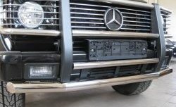 Защита переднего бампера (2 трубы Ø63 и 42 мм, нержавейка) SLITKOFF Mercedes-Benz G class W463 5 дв. дорестайлинг (1989-1994)