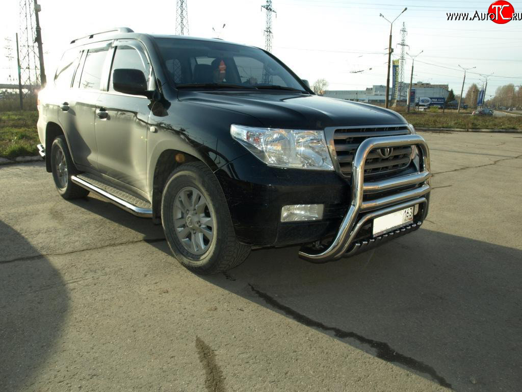 28 999 р. Защита переднего бампера 76/42 мм Металл Дизайн  Toyota Land Cruiser  200 (2007-2012) дорестайлинг  с доставкой в г. Воронеж