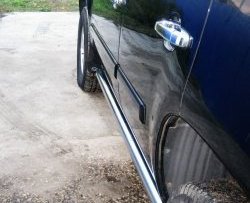 77 999 р. Защита порогов Russtal из круглой трубы диаметром 76 мм (дорестайлинг) Chevrolet Tahoe GMT900 5 дв. (2006-2013) (Защита порогов с со скосами на торцах (вариант 1))  с доставкой в г. Воронеж. Увеличить фотографию 3