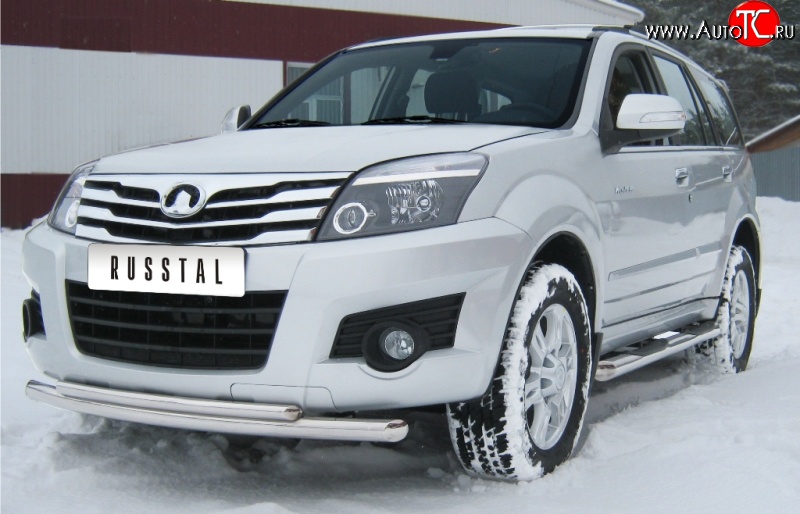 16 999 р. Защита переднего бампера (2 трубыØ63 и 42 мм, нержавейка) SLITKOFF Great Wall Hover H3  дорестайлинг (2010-2014)  с доставкой в г. Воронеж
