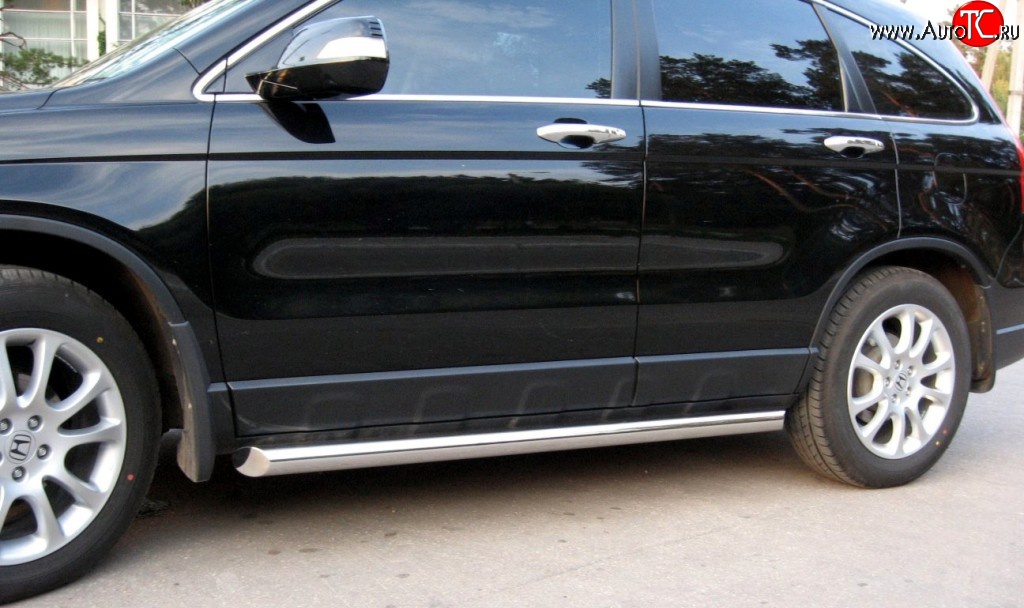 19 999 р. Защита порогов (Ø63 мм, нержавейка) SLITKOFF  Honda CR-V  RE1,RE2,RE3,RE4,RE5,RE7 (2007-2010) дорестайлинг (С скосами на торцах)  с доставкой в г. Воронеж