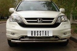 18 949 р. Защита переднего бампера (2 трубыØ63 и 42 мм, нержавейка) SLITKOFF Honda CR-V RE1,RE2,RE3,RE4,RE5,RE7 рестайлинг (2009-2012) (Объём двигателя 2.0 л)  с доставкой в г. Воронеж. Увеличить фотографию 2