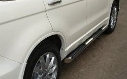 62 999 р. Защита порогов Russtal из трубы d76 мм с пластиковыми вставками для ног Honda CR-V RE1,RE2,RE3,RE4,RE5,RE7 рестайлинг (2009-2012) (Защита порогов с со скосами на торцах (вариант 1))  с доставкой в г. Воронеж. Увеличить фотографию 2