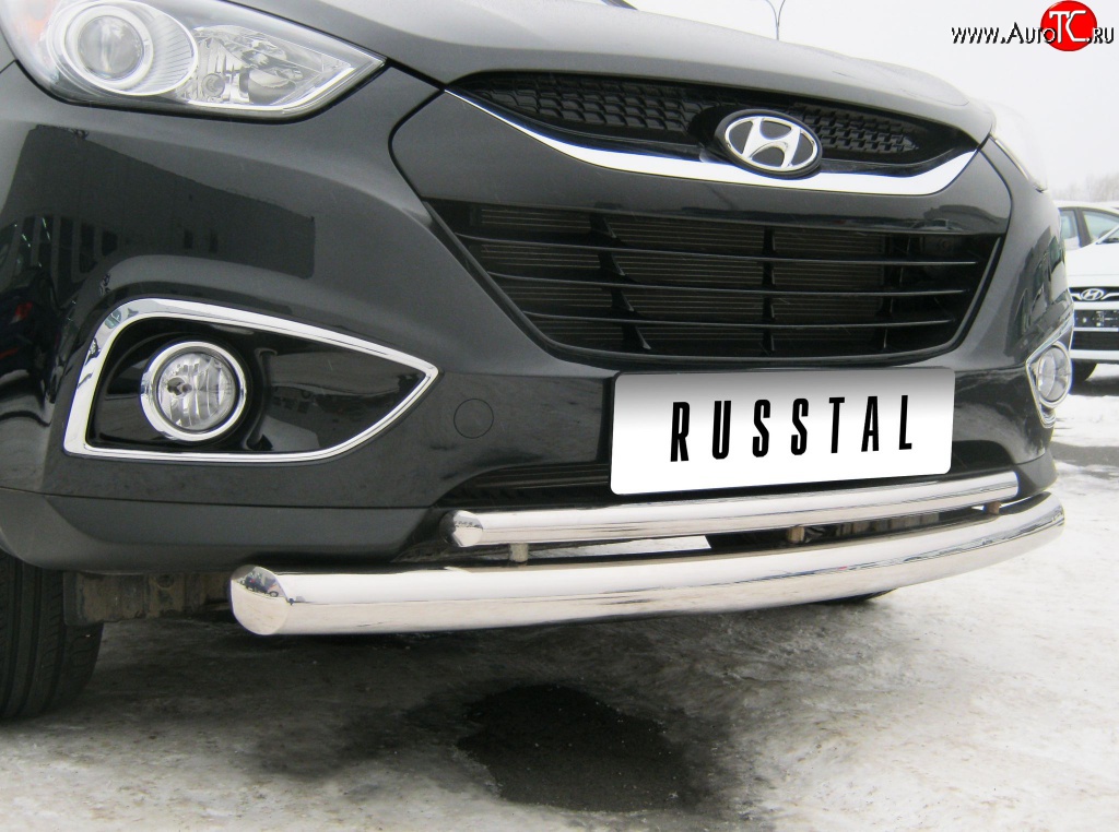 18 699 р. Защита переднего бампера (2 трубыØ63 и 42 мм, нержавейка) SLITKOFF  Hyundai IX35  LM (2009-2018) дорестайлинг, рестайлинг  с доставкой в г. Воронеж