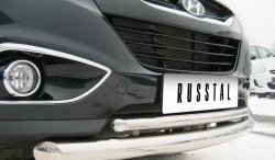 18 699 р. Защита переднего бампера (2 трубыØ63 и 42 мм, нержавейка) SLITKOFF  Hyundai IX35  LM (2009-2018) дорестайлинг, рестайлинг  с доставкой в г. Воронеж. Увеличить фотографию 2