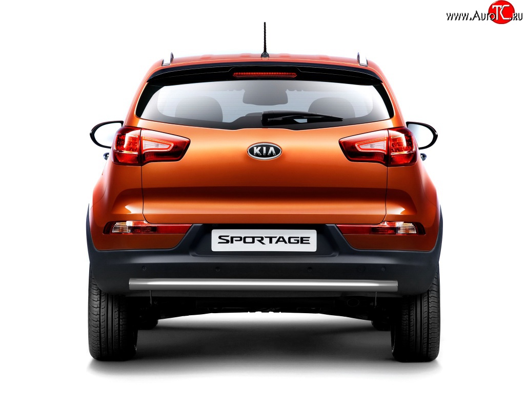 4 099 р. Короткая защита заднего бампера Petroil-Tuning 63 мм  KIA Sportage  3 SL (2010-2016) дорестайлинг, рестайлинг (Нержавеющая полированная сталь)  с доставкой в г. Воронеж