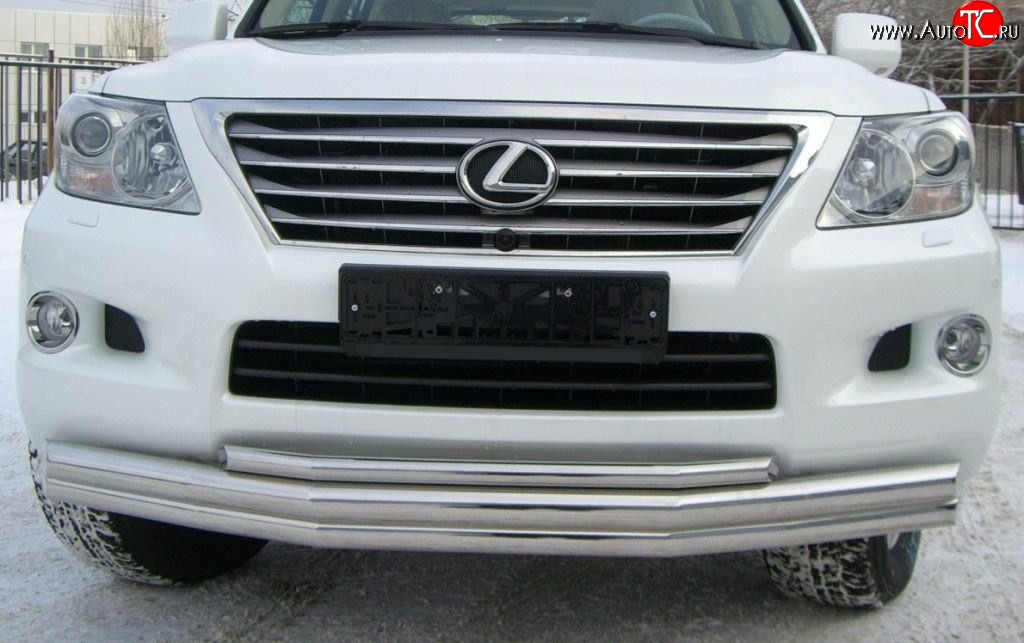 26 399 р. Тройная защита переднего бампера SLITKOFF 70 мм Lexus LX570 J200 дорестайлинг (2007-2012)  с доставкой в г. Воронеж