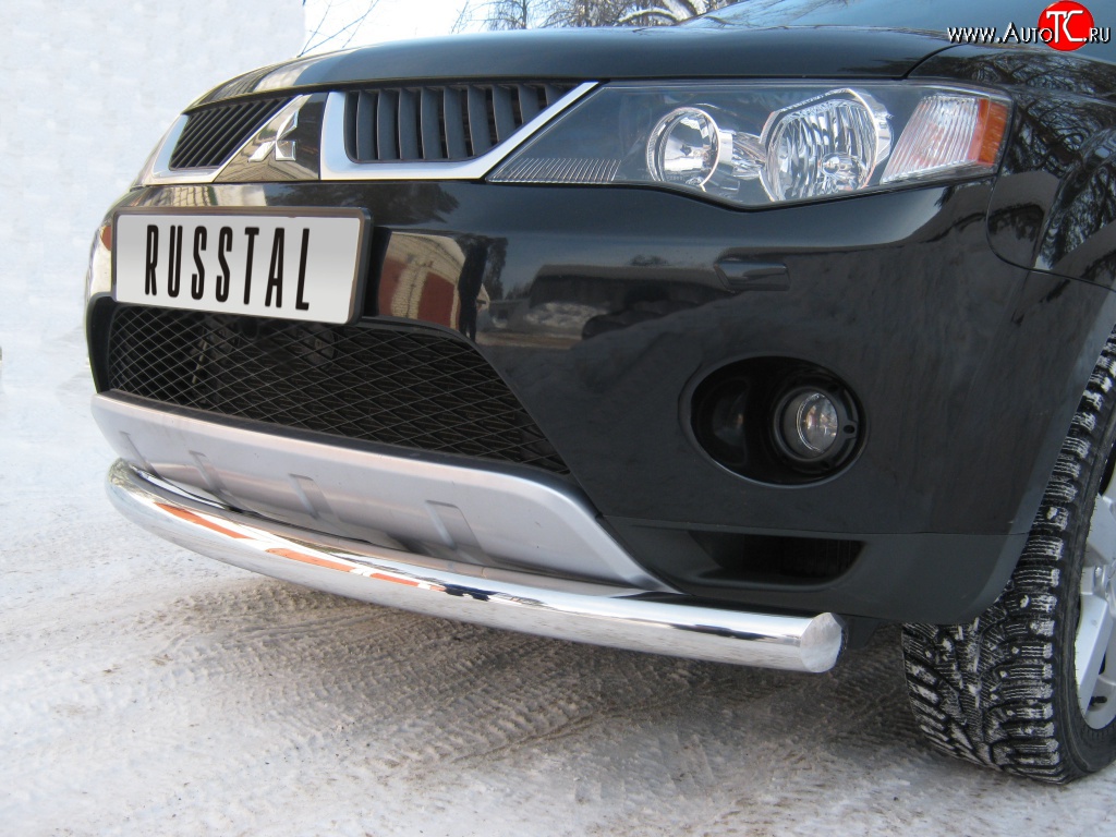20 449 р. Одинарная защита переднего бампера SLITKOFF диаметром 76 мм Mitsubishi Outlander XL (CW)  дорестайлинг (2005-2009)  с доставкой в г. Воронеж