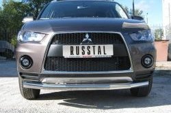 Одинарная защита переднего бампера SLITKOFF диаметром 76 мм Mitsubishi Outlander XL (CW)  рестайлинг (2010-2013)