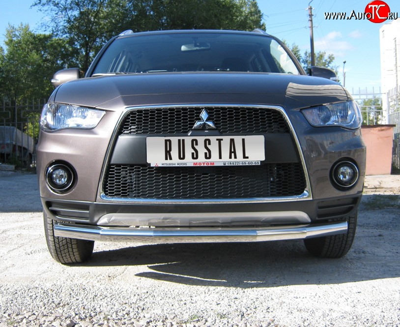 16 399 р. Одинарная защита переднего бампера SLITKOFF диаметром 76 мм Mitsubishi Outlander XL (CW)  рестайлинг (2010-2013)  с доставкой в г. Воронеж