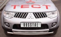 21 799 р. Защита переднего бампера (2 трубыØ76 и 63 мм, нержавейка) SLITKOFF  Mitsubishi Pajero Sport  PB (2008-2013) дорестайлинг  с доставкой в г. Воронеж. Увеличить фотографию 2