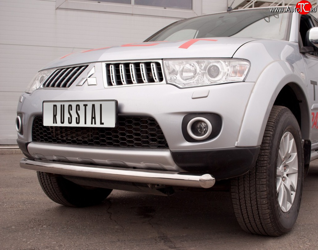 17 699 р. Одинарная защита переднего бампера SLITKOFF диаметром 76 мм Mitsubishi Pajero Sport PB дорестайлинг (2008-2013)  с доставкой в г. Воронеж