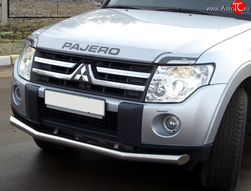 16 999 р. Одинарная защита переднего бампера SLITKOFF диаметром 76 мм Mitsubishi Pajero 4 V80 дорестайлинг (2006-2011)  с доставкой в г. Воронеж