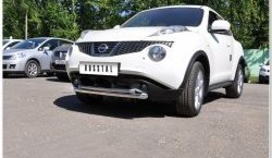 17 799 р. Защита переднего бампера (2 трубыØ63 и 42 мм, нержавейка) SLITKOFF Nissan Juke 1 YF15 дорестайлинг (2010-2014)  с доставкой в г. Воронеж. Увеличить фотографию 2