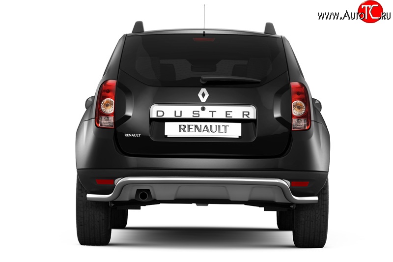 4 599 р. Защита Petroil Tuning заднего бампера диаметром 51 мм с изгибом под факоп  Renault Duster  HS (2010-2015) дорестайлинг (Нержавеющая полированная сталь)  с доставкой в г. Воронеж
