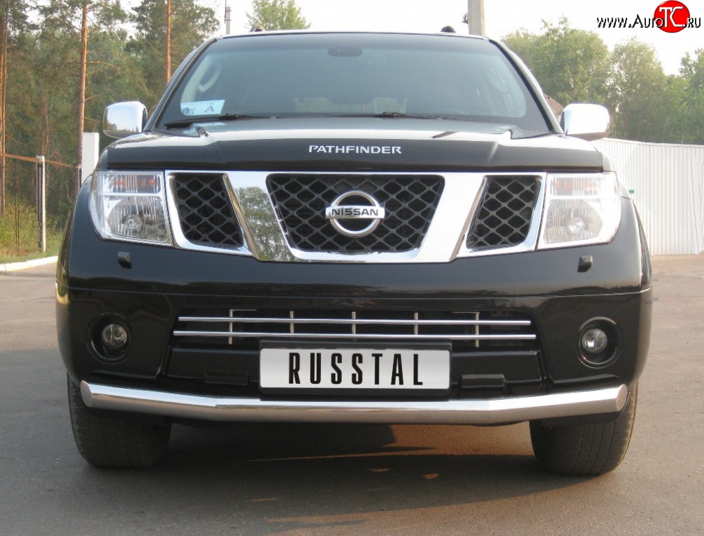 15 249 р. Одинарная защита переднего бампера SLITKOFF диаметром 76 мм  Nissan Pathfinder  R51 (2004-2007) дорестайлинг  с доставкой в г. Воронеж