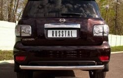 15 249 р. Защита заднего бампера (Ø76 мм, нержавейка) SLITKOFF Nissan Patrol 6 Y62 дорестайлинг (2010-2014)  с доставкой в г. Воронеж. Увеличить фотографию 1