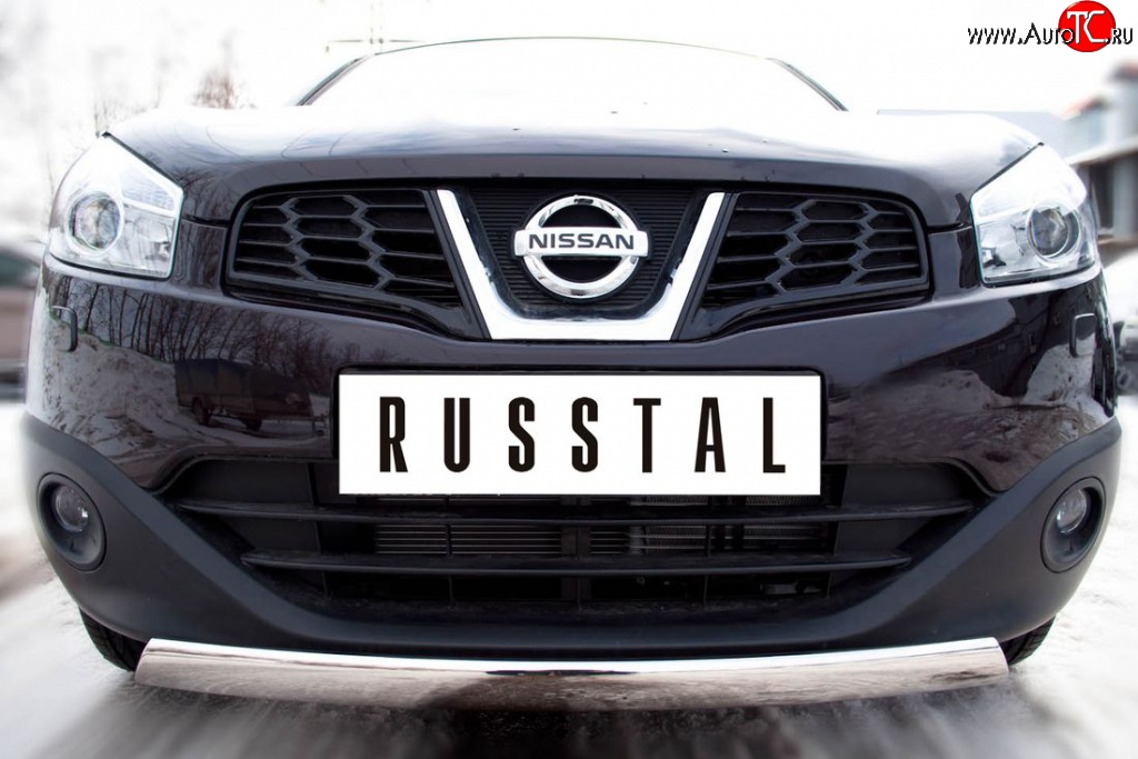 11 499 р. Защита переднего бампера (Ø75х42 мм, нержавейка) Russtal Nissan Qashqai 1 J10 рестайлинг (2010-2013)  с доставкой в г. Воронеж