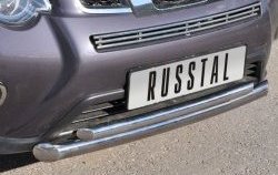 16 599 р. Защита переднего бампера (2 трубыØ76 и 42 мм, нержавейка) SLITKOFF  Nissan X-trail  2 T31 (2010-2015) рестайлинг  с доставкой в г. Воронеж. Увеличить фотографию 2