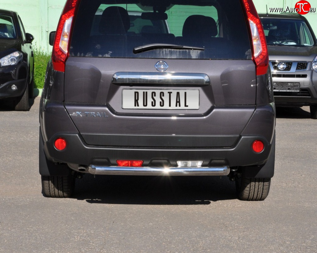 8 799 р. Защита заднего бампера (Ø63 мм, нержавейка) Russtal Nissan X-trail 2 T31 рестайлинг (2010-2015)  с доставкой в г. Воронеж