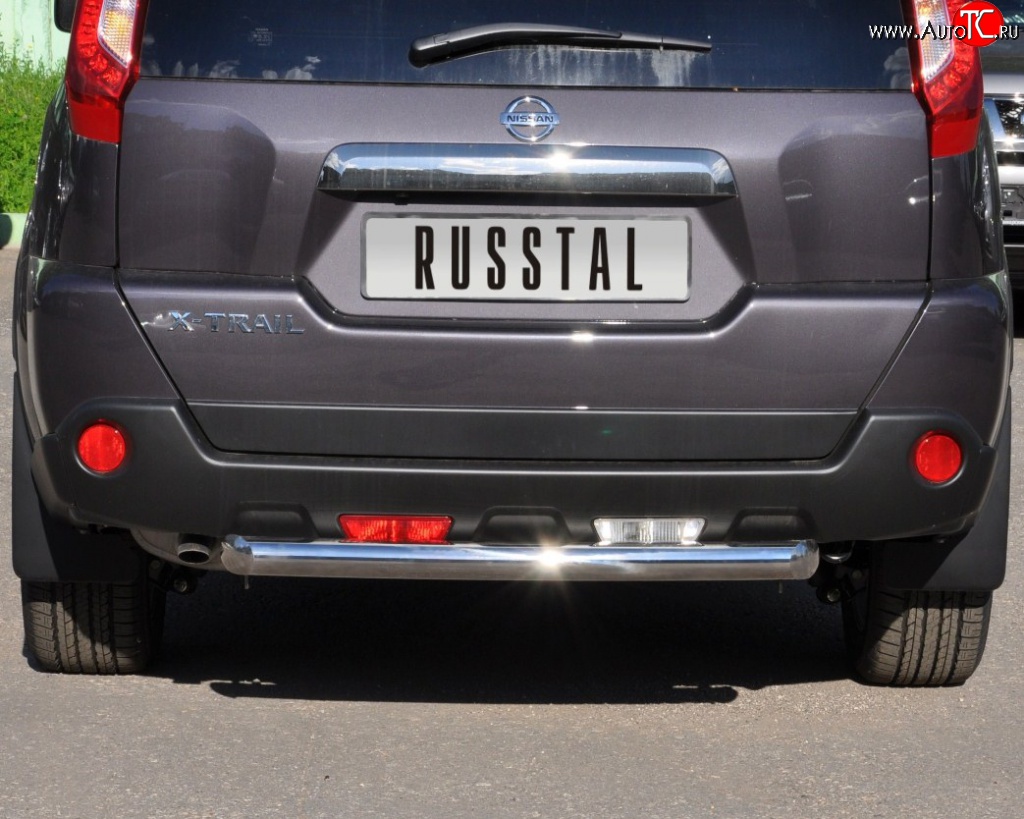 8 799 р. Защита заднего бампера (Ø76 мм, нержавейка) Russtal Nissan X-trail 2 T31 рестайлинг (2010-2015)  с доставкой в г. Воронеж