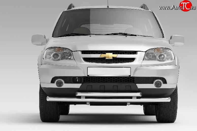 8 499 р. Защита переднего бампера Petroil Tuning (Ø63/51 мм)  Chevrolet Niva  2123 (2009-2020), Лада 2123 (Нива Шевроле) (2009-2021) (Нержавеющая полированная сталь)  с доставкой в г. Воронеж
