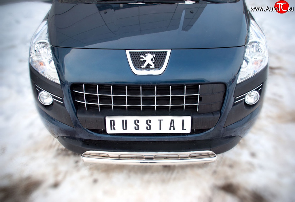12 999 р. Защита переднего бампера (Ø 42 мм, нержавейка) SLITKOFF  Peugeot 3008 (2009-2013) дорестайлинг  с доставкой в г. Воронеж