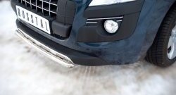 12 999 р. Защита переднего бампера (Ø 42 мм, нержавейка) SLITKOFF  Peugeot 3008 (2009-2013) дорестайлинг  с доставкой в г. Воронеж. Увеличить фотографию 2