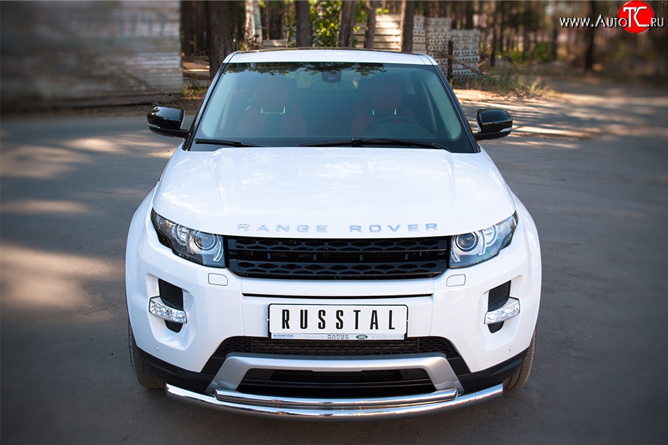 18 949 р. Защита переднего бампера (Dynamic, 2 трубыØ63 и 42 мм, нержавейка) SLITKOFF Land Rover Range Rover Evoque 1 L538 дорестайлинг 5 дв. (2011-2015)  с доставкой в г. Воронеж