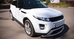 24 549 р. Защита порогов с пластиковыми вставками для ног SLITKOFF из круглой трубы с закругленными торцами диаметром 76 мм (Dynamic) Land Rover Range Rover Evoque 1 L538 дорестайлинг 5 дв. (2011-2015)  с доставкой в г. Воронеж. Увеличить фотографию 3