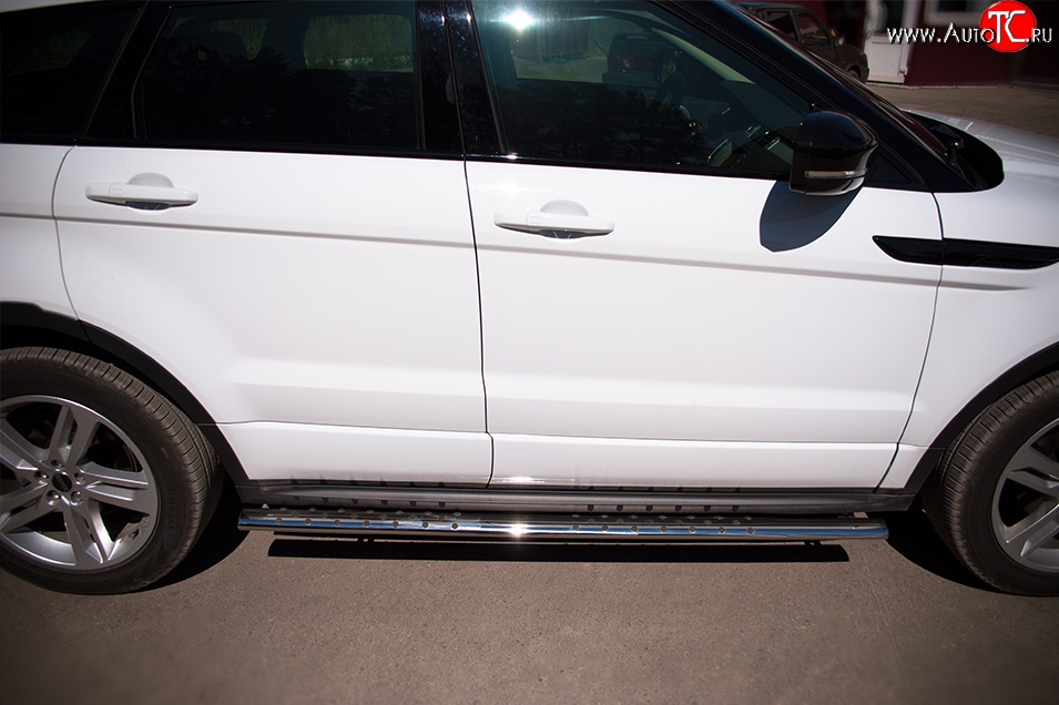 16 649 р. Защита порогов Russtal из овальной трубы с проступью (Dynamic) Land Rover Range Rover Evoque 1 L538 дорестайлинг 5 дв. (2011-2015)  с доставкой в г. Воронеж