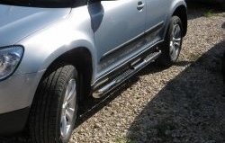 83 999 р. Защита порогов Russtal из трубы d76 мм с пластиковыми вставками для ног Skoda Yeti (2009-2013) (Защита порогов с со скосами на торцах (вариант 1))  с доставкой в г. Воронеж. Увеличить фотографию 2