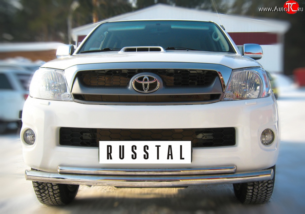 16 949 р. Защита переднего бампера (2 трубыØ63 и 42 мм, нержавейка) SLITKOFF  Toyota Hilux  AN10,AN20 (2008-2011) 1-ый рестайлинг  с доставкой в г. Воронеж