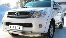 16 949 р. Защита переднего бампера (2 трубыØ63 и 42 мм, нержавейка) SLITKOFF  Toyota Hilux  AN10,AN20 (2008-2011) 1-ый рестайлинг  с доставкой в г. Воронеж. Увеличить фотографию 2