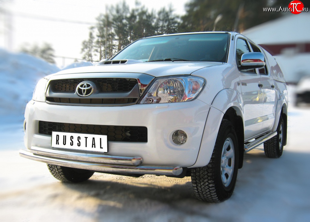 17 299 р. Защита переднего бампера (2 трубыØ63 мм, нержавейка) SLITKOFF  Toyota Hilux  AN10,AN20 (2008-2011) 1-ый рестайлинг  с доставкой в г. Воронеж