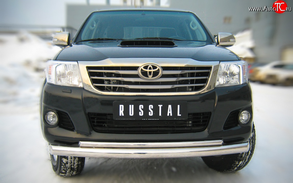 19 999 р. Защита переднего бампера (2 трубыØ76 и 42 мм, нержавейка) SLITKOFF Toyota Hilux AN20,AN30  2-ой рестайлинг (2011-2016)  с доставкой в г. Воронеж