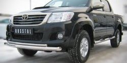 19 999 р. Защита переднего бампера (2 трубыØ76 и 42 мм, нержавейка) SLITKOFF Toyota Hilux AN20,AN30  2-ой рестайлинг (2011-2016)  с доставкой в г. Воронеж. Увеличить фотографию 2