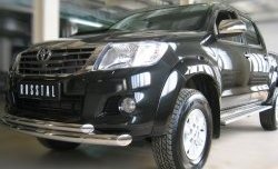 20 399 р. Защита переднего бампера (2 трубыØ76 и 63 мм, нержавейка) SLITKOFF Toyota Hilux AN20,AN30  2-ой рестайлинг (2011-2016)  с доставкой в г. Воронеж. Увеличить фотографию 2
