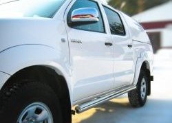 77 999 р. Защита порогов Russtal из круглой трубы диаметром 76 мм Toyota Hilux AN20,AN30  2-ой рестайлинг (2011-2016) (Защита порогов с со скосами на торцах (вариант 1))  с доставкой в г. Воронеж. Увеличить фотографию 3