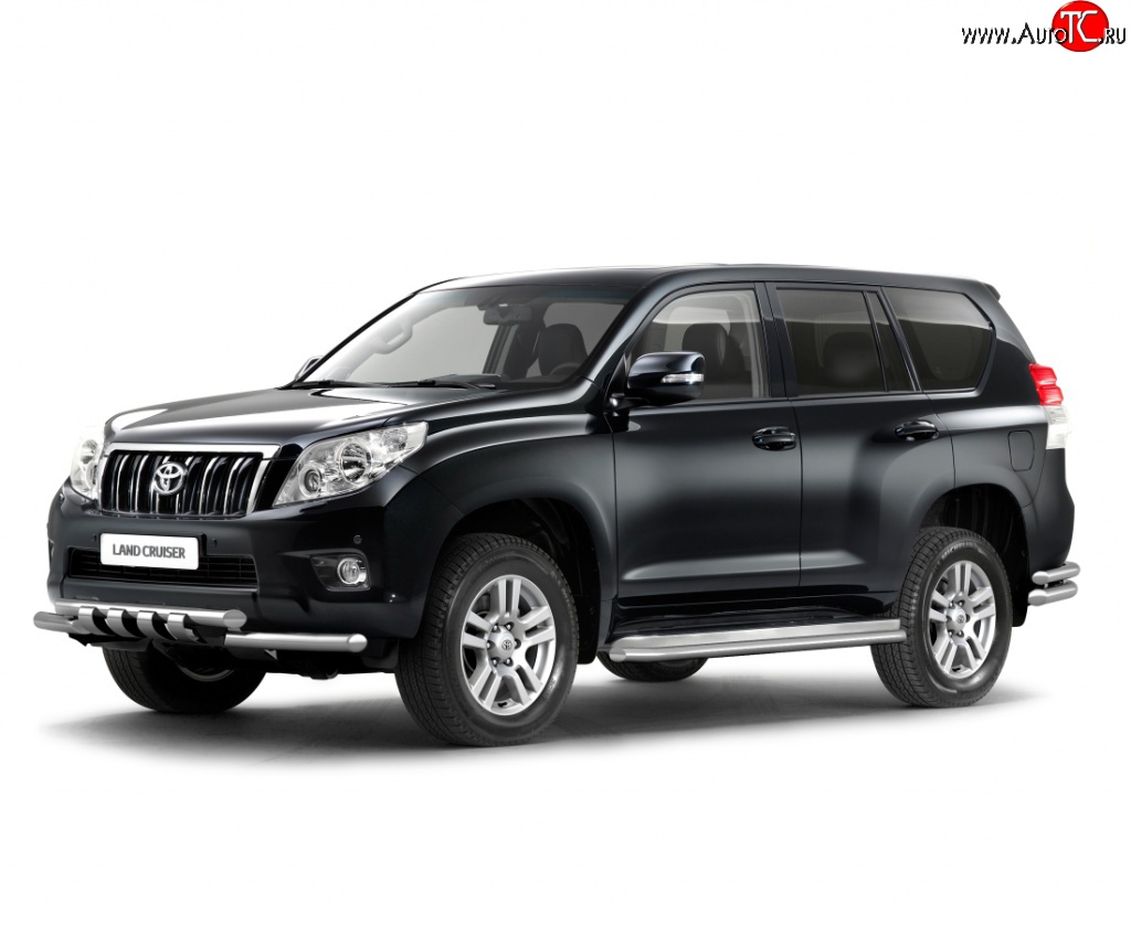 20 099 р. Защита порогов из трубы Ø51 Petroil Tuning.  Toyota Land Cruiser Prado  J150 (2009-2013) дорестайлинг (Нержавеющая полированная сталь)  с доставкой в г. Воронеж